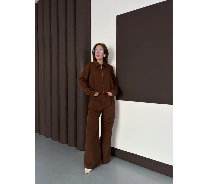 Trenç takım alt üst kahve ons