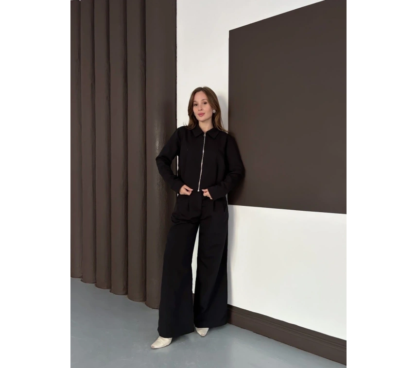 Trenç takım alt üst siyah ons