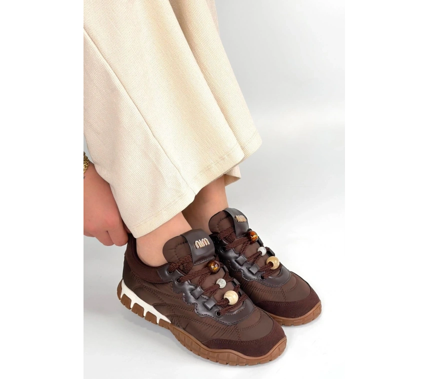 Tues Kahverengi Nubuk Bağcıklı Spor Ayakkabı