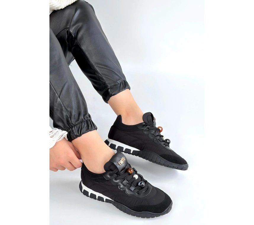 Tues Siyah Nubuk Bağcıklı Spor Ayakkabı