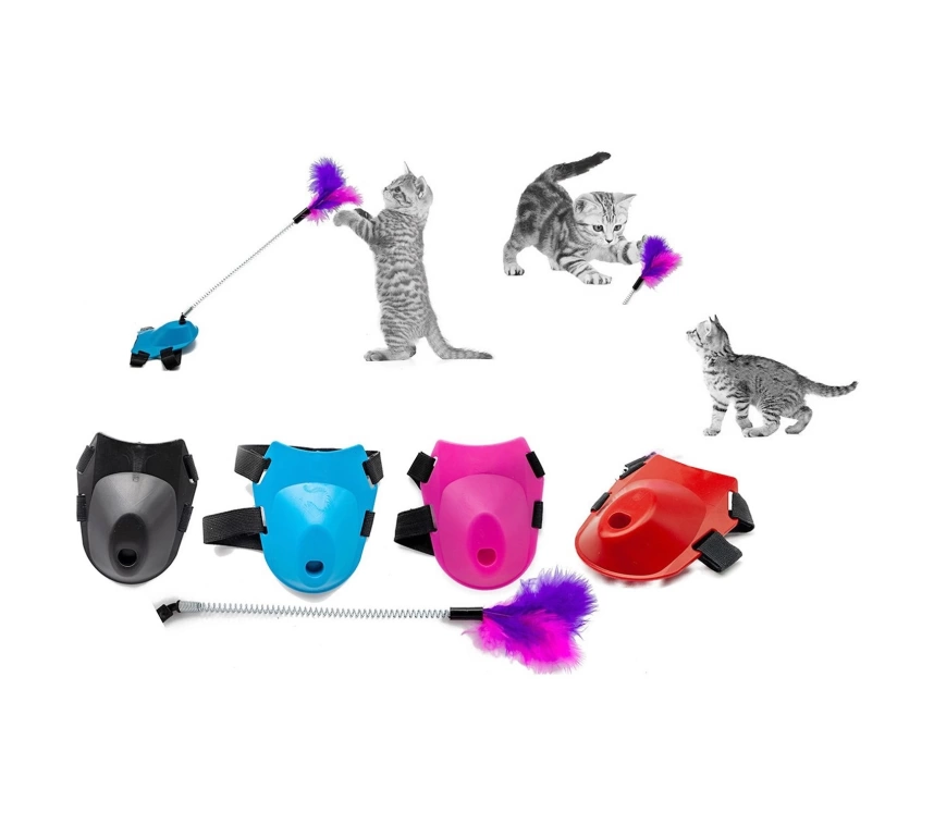 Tüylü Yaylı Kedi Ayak Oltası Kedi Oyuncağı 9 cm-35 cm Pembe