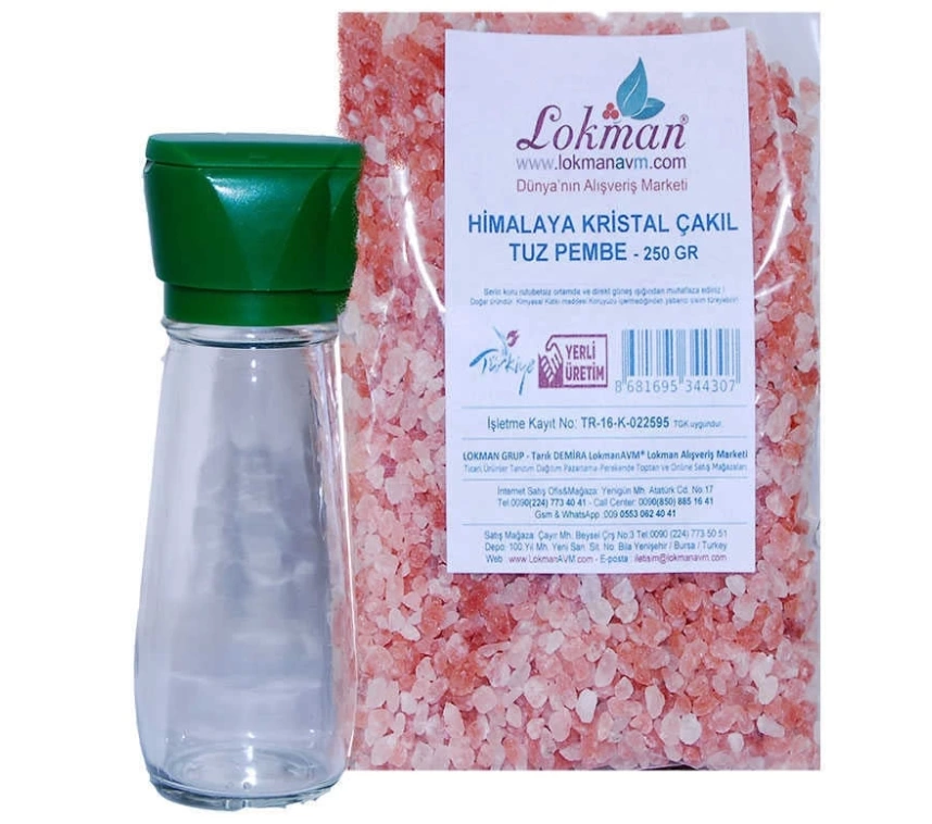 Tuz Karabiber Değirmeni Yeşil + Himalaya Çakıl Tuz Pembe 250 Gr