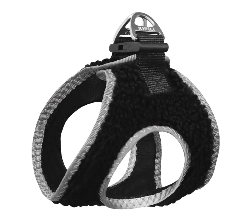 Üç Kilitli Kürklü Kedi Köpek Göğüs Tasması 20-24 cm XXX-Small Siyah