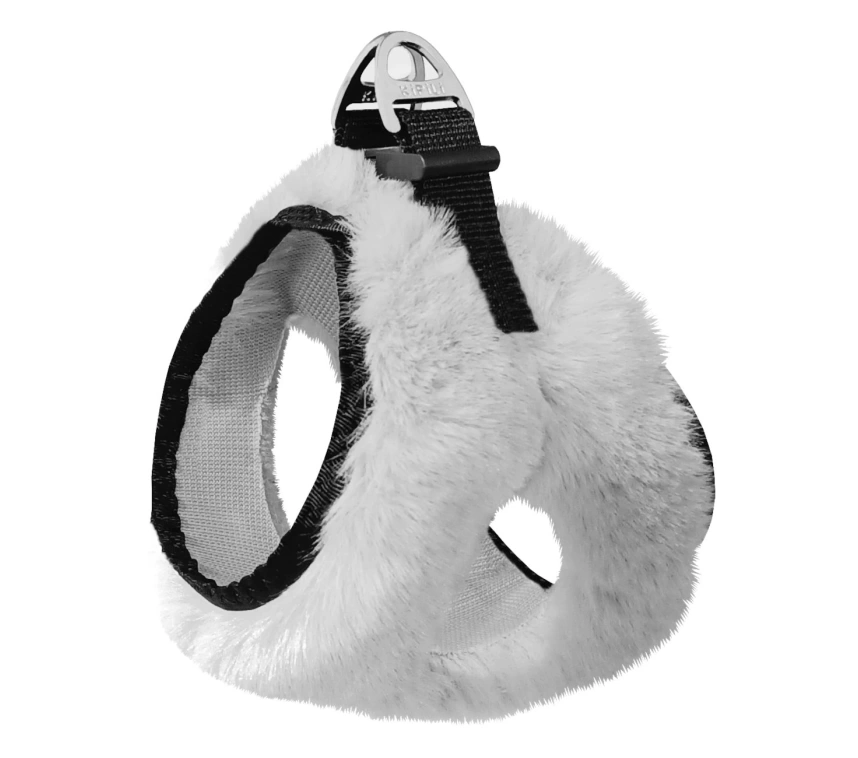 Üç Kilitli Peluş Kedi Köpek Göğüs Tasması 20-24 cm XXX-Small Beyaz