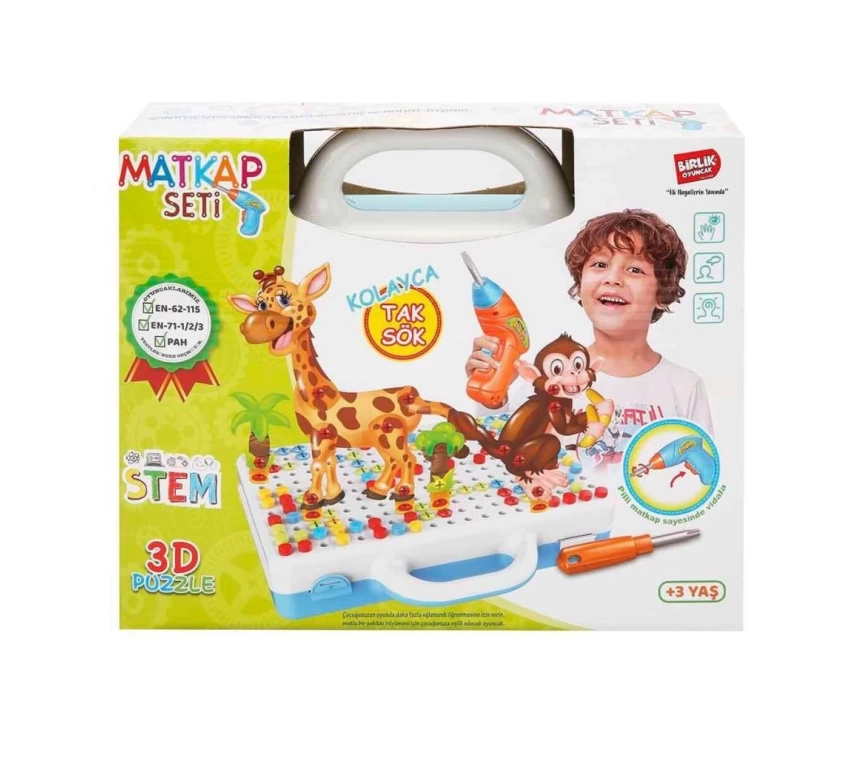 URT014-001 Birlik, 3D Eğitici Matkap Seti Hayvanlar Özel Fiyatlı Ürün
