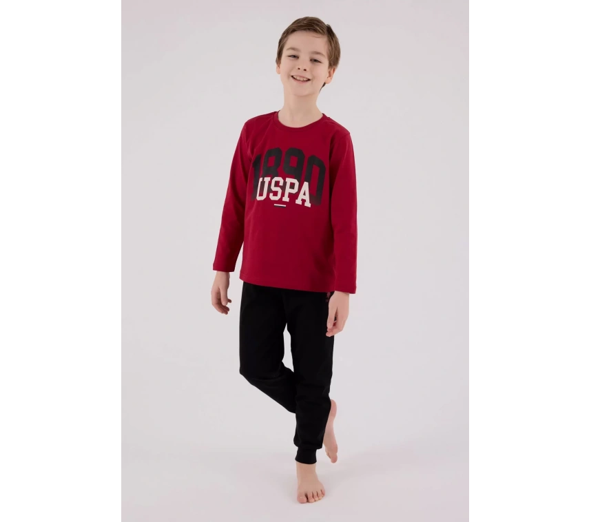U.s. Polo Assn Uzun Kol Pijama Takım Us2203-4 Bordo