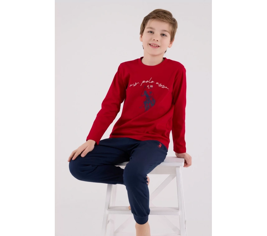 U.s. Polo Assn Uzun Kol Pijama Takım Us2233-4 Kırmızı