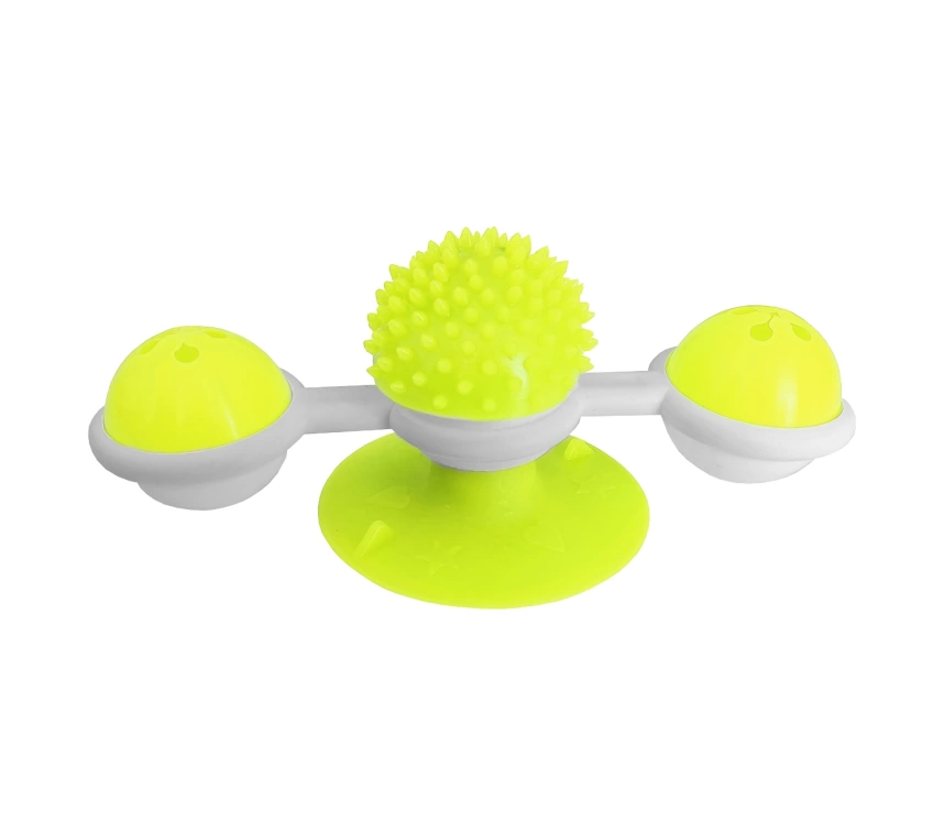 Vantuzlu Fırıldak Toplu Dönen Kedi Oyuncağı 8 cm-18 cm Sarı