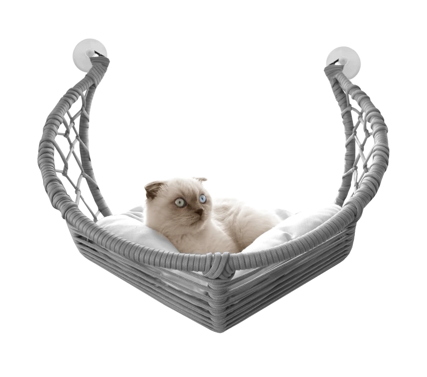Vantuzlu Gondol Kedi Hamağı Kedi Yatağı 40*45 cm Gri