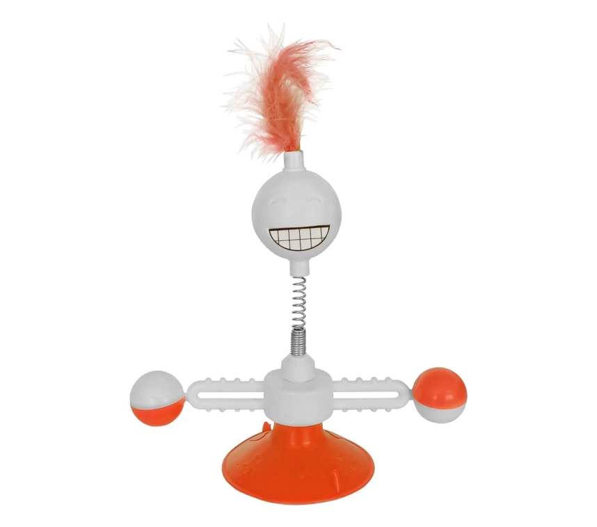 Vantuzlu Komik Dönen Kedi Oyuncağı 17 cm*18-30 cm Turuncu