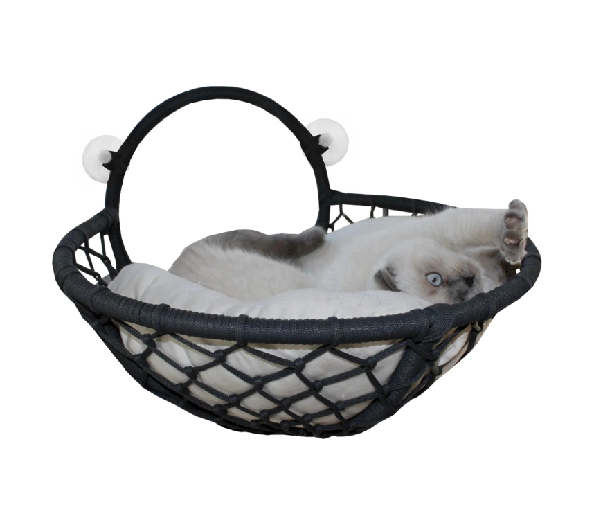 Vantuzlu Oval Kedi Hamağı Kedi Yatağı 17*46 cm Siyah