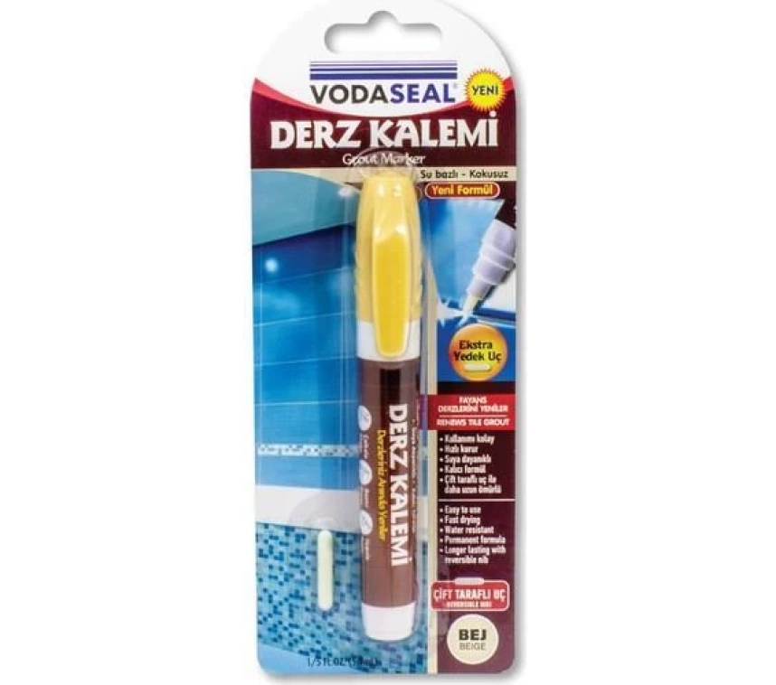 Vodaseal Çift Uçlu Su Bazlı Kokusuz Kalıcı Derz Kalemi Bej