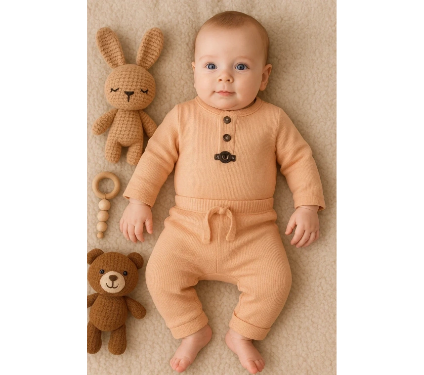 Waffle Çıtlı Düğmeli 2li Mevsimlik Takım