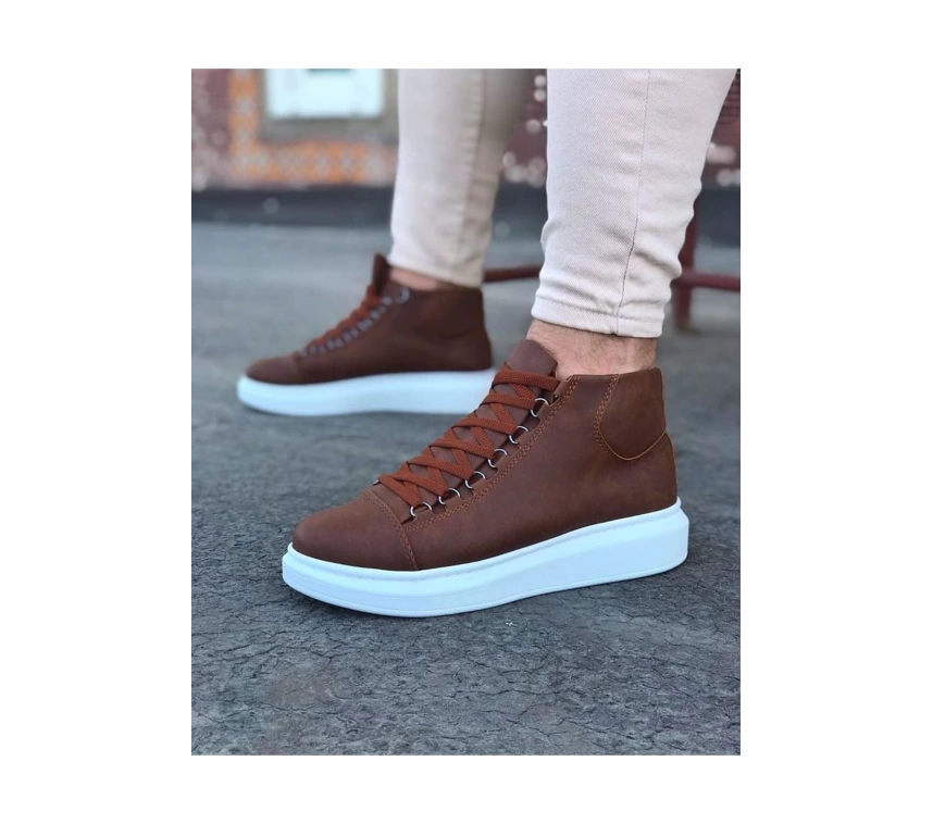 WG032 Taba Bağcıklı Sneakers  Yarım Bilek Bot