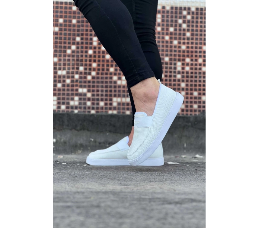 WG061 Beyaz Triko Babet Erkek Casual Ayakkabı