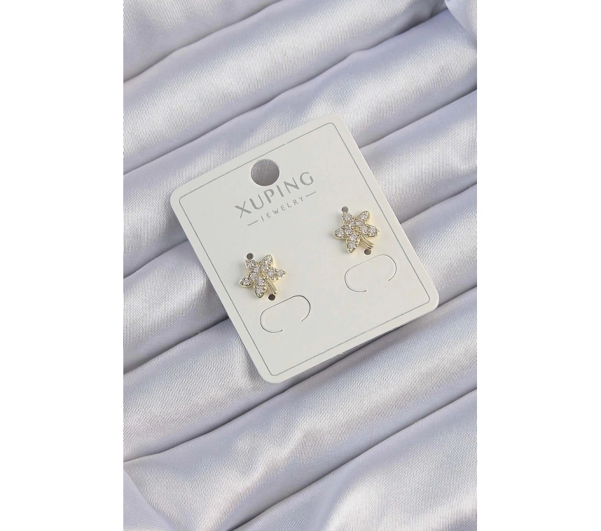 Xuping Gold Renk Zirkon Taşlı Yaprak Küpe