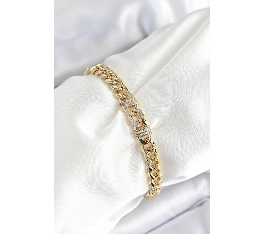 Xuping Pirinç Klasik Zincir Model Gold Renk Kadın Bileklik