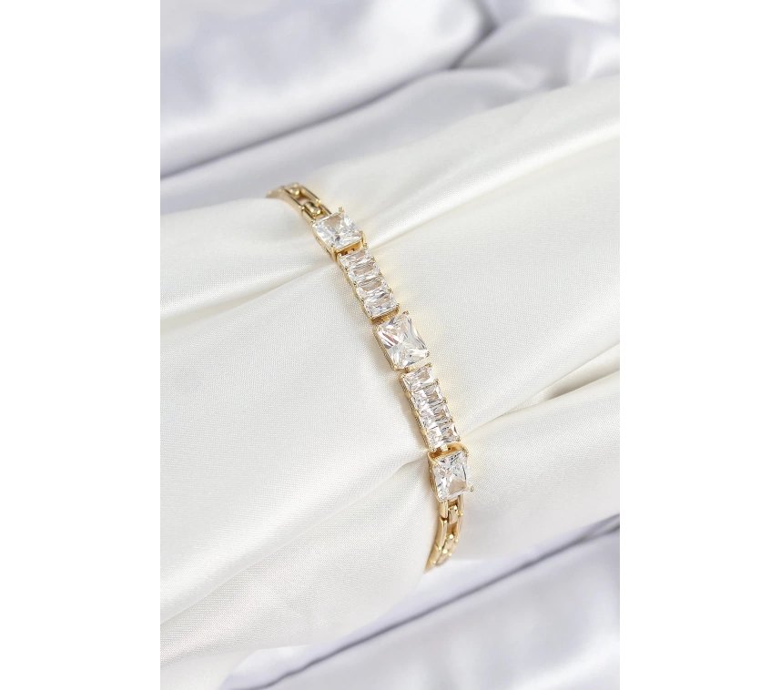 Xuping Pirinç Parçalı Su Yolu Model Gold Renk Kadın Bileklik