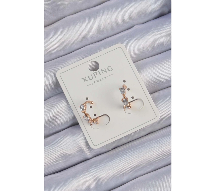 Xuping Rose Renk Damla Zirkon Taşlı Earcuff Küpe