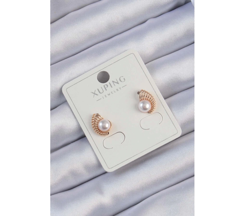 Xuping Rose Renk İncili Tırtıklı Küpe