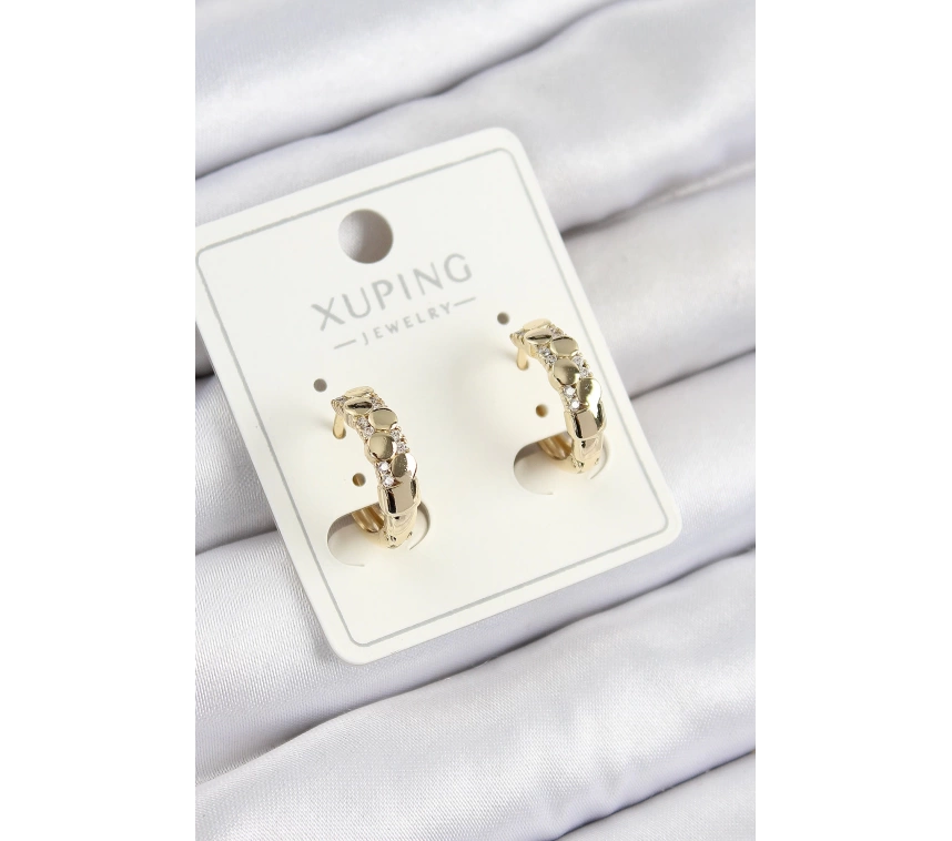 Xuping Zirkon Taşlı Halka Model Gold Renk Kadın Küpe
