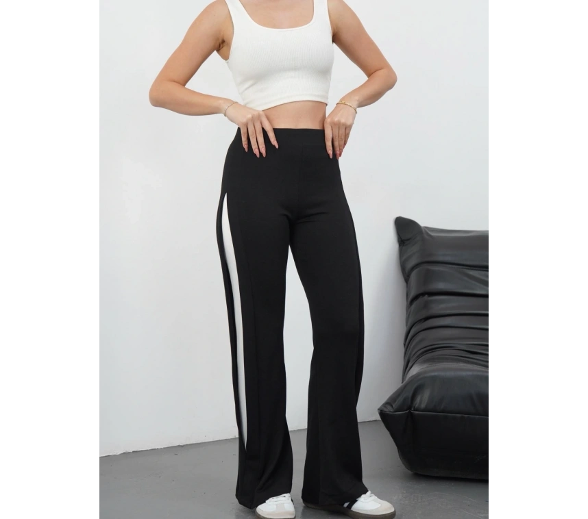 Yandan katlamalı pantolon siyah