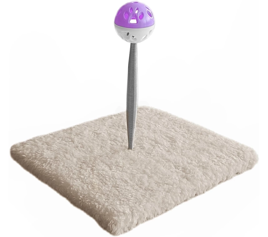 Yaylı Toplu Hacıyatmaz Kedi Aktivite Oyuncağı 16-20 cm Krem Rengi