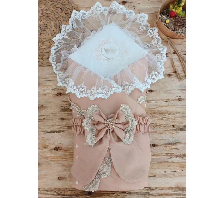 Yenidoğan Pamuk Papatya Desenli Trilüks Unisex Kundak Bebek Battaniyesi