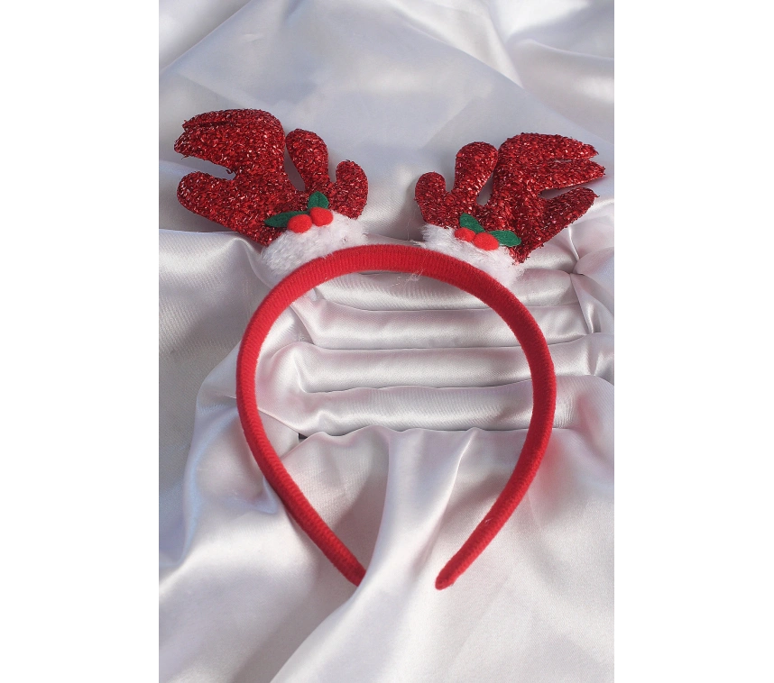 Yılbaşı Temalı Simli Geyik Boynuzu Figürlü Taç