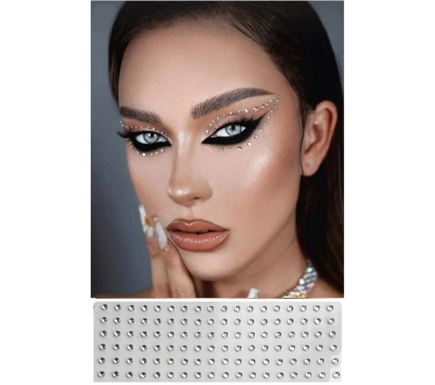 Yüz Taşı Kristal - Burun, Vücut Taşı, Tattoo Makyaj Taşı, Yapışkanlı, 12 Adet