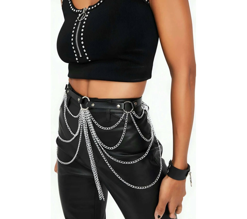 Zincir Detaylı Şık Deri Harness Kemer - Brf512