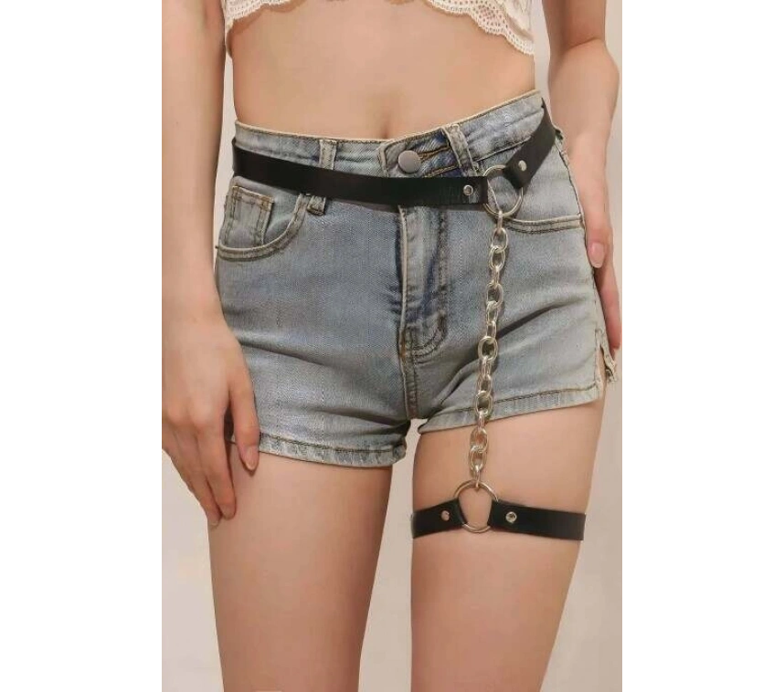 Zincirli Ayarlanabilir Şık Deri Jartiyer Harness - Brf961