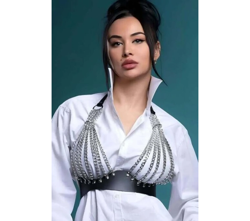 Zincirli Göğüs Seksi Harness - Brf964