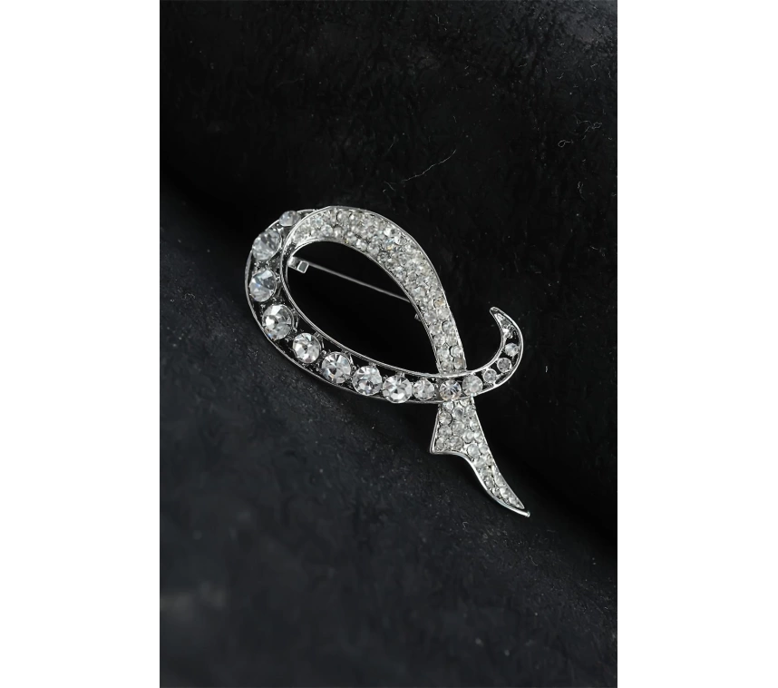 Zirkon Taşlı Metal Broş