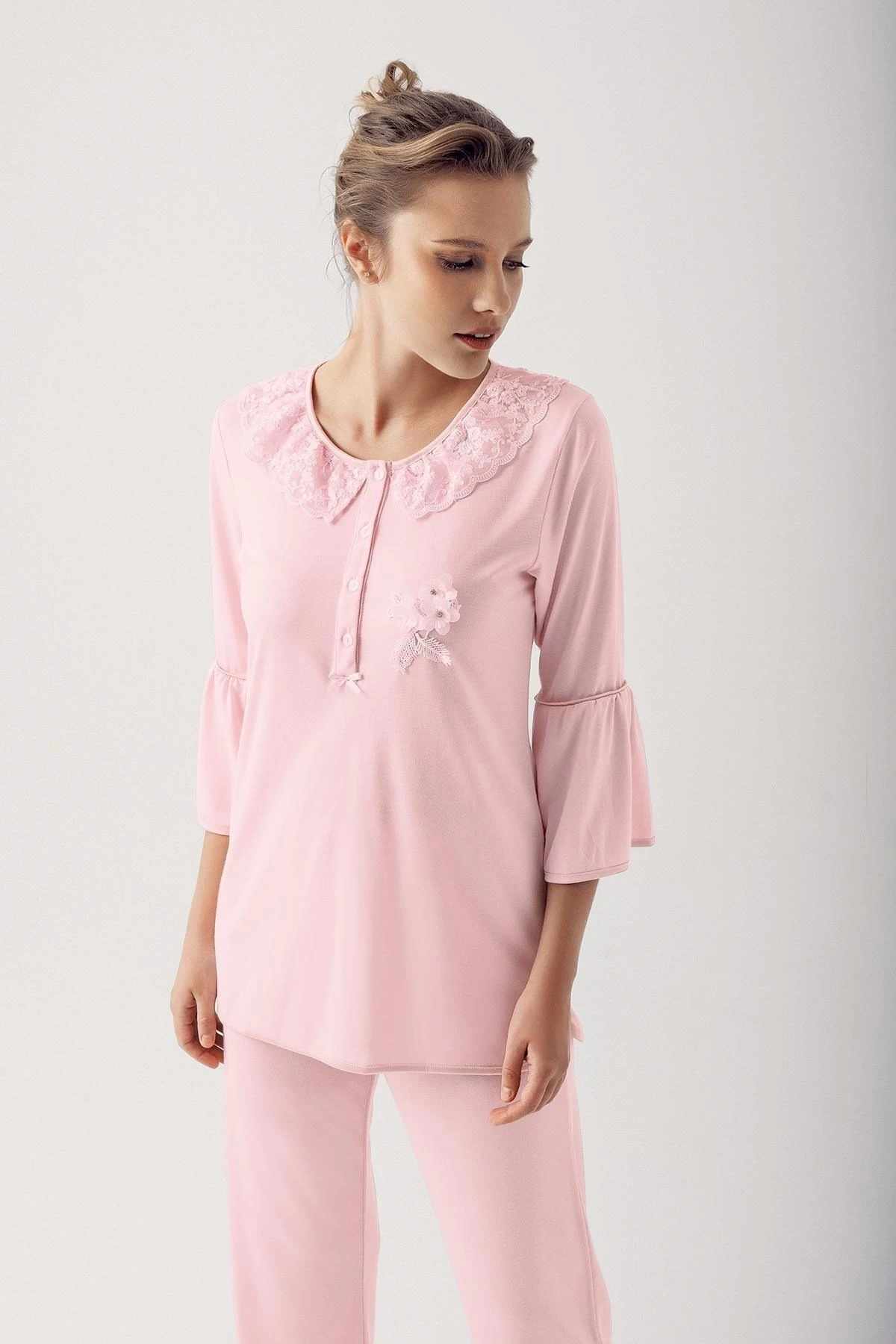 14200 Bayan Uzun  Kol Pijama Takımı