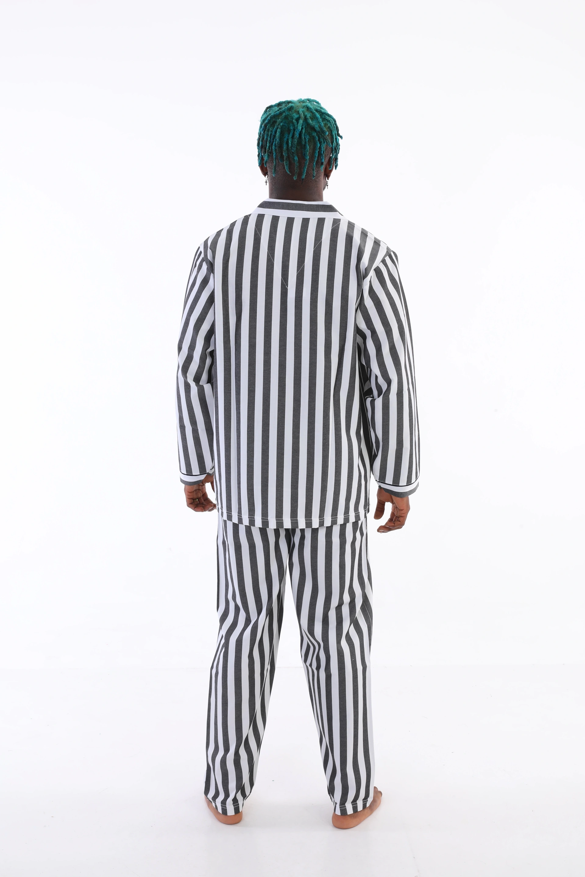 4007 Uzun Kol Çizgili Gaffur Erkek  Pijama Takım