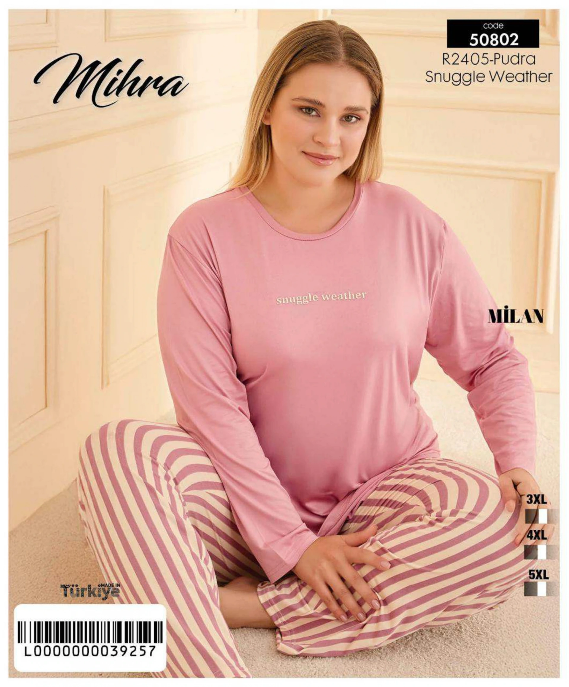 50802 Kadın Battal Milan O Yaka Pijama Takımı