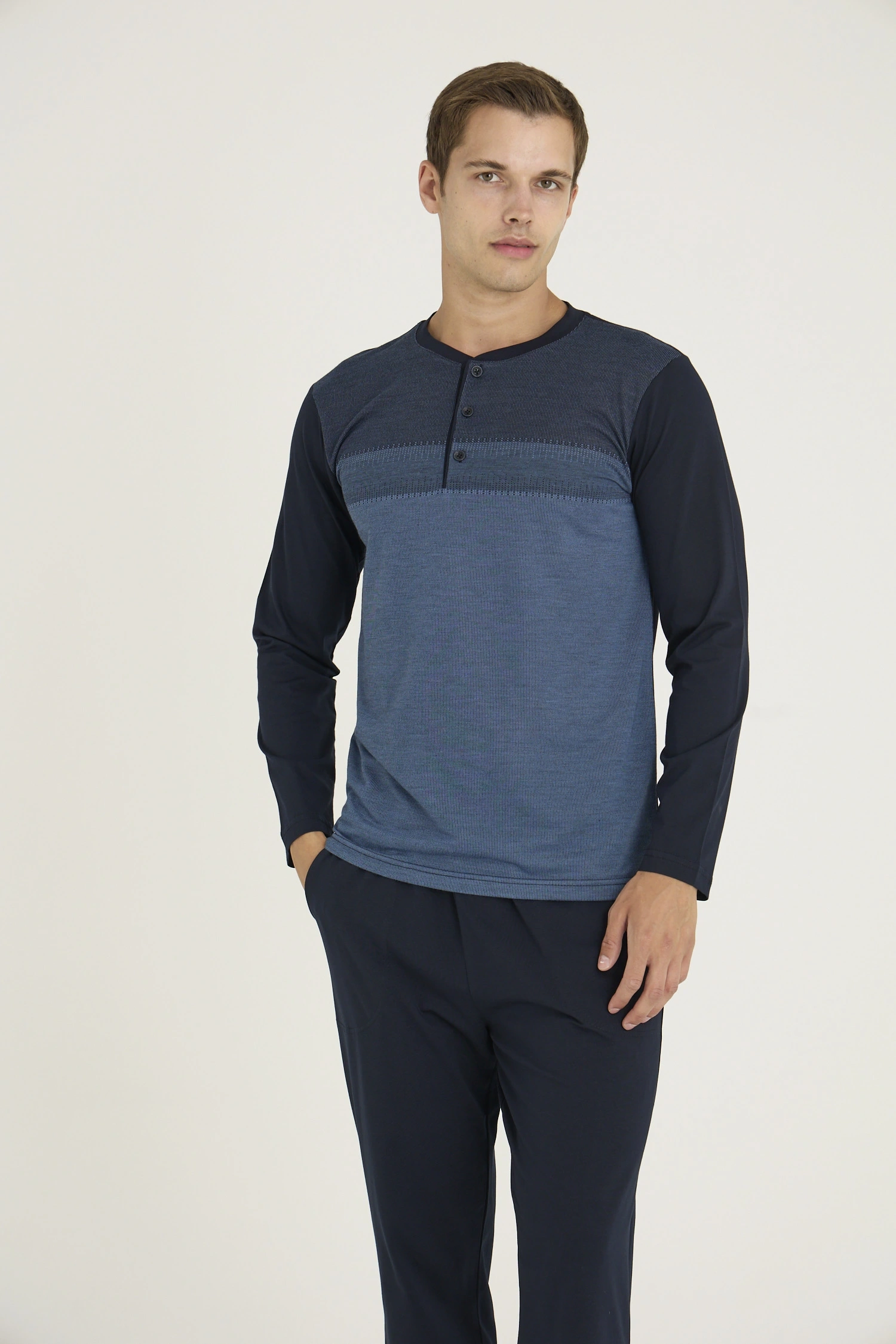 9218 Erkek Midi Yaka Pijama Takım