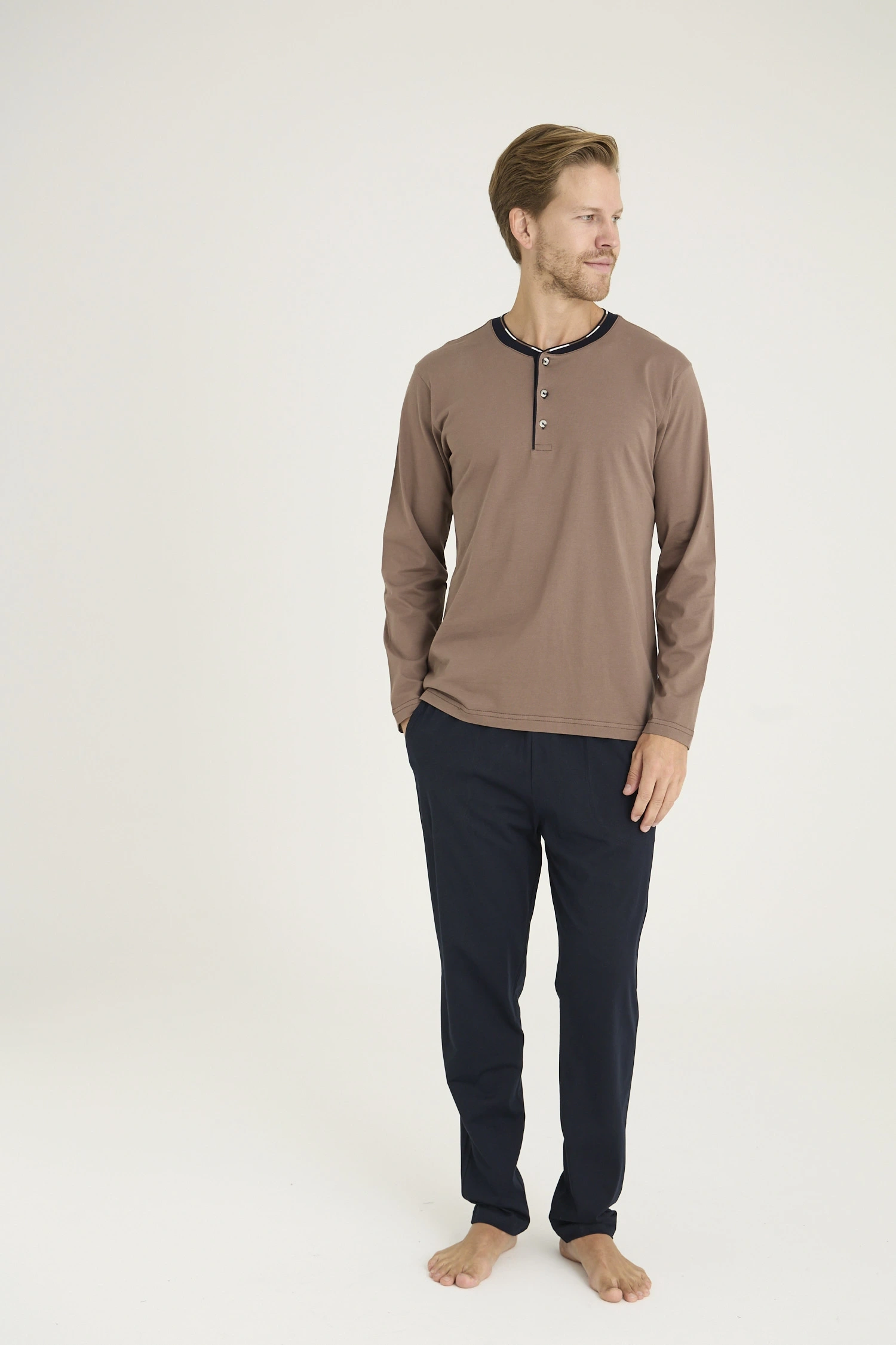 9245 Erkek Midi Yaka Pijama Takım