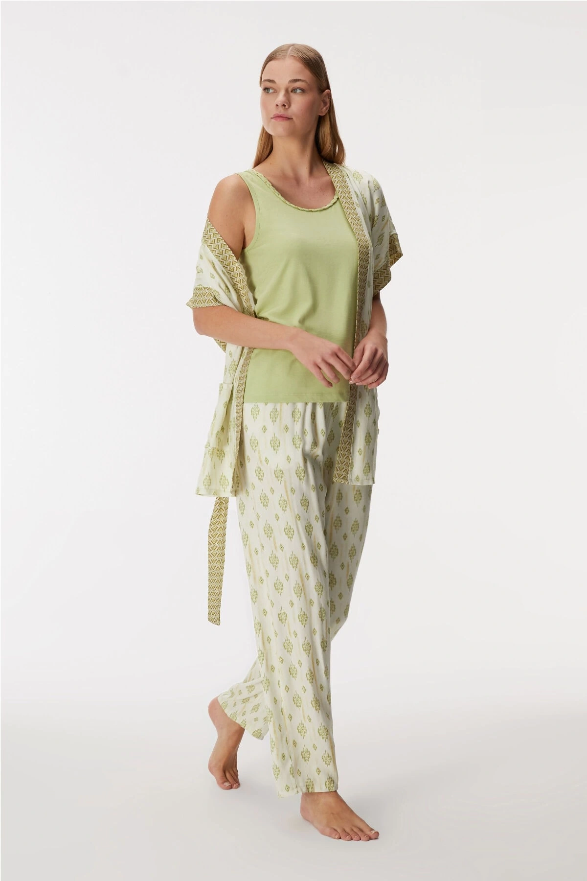 Anıl 11421 Kadın Sabahlık, Atlet Ve Pantolon Takım