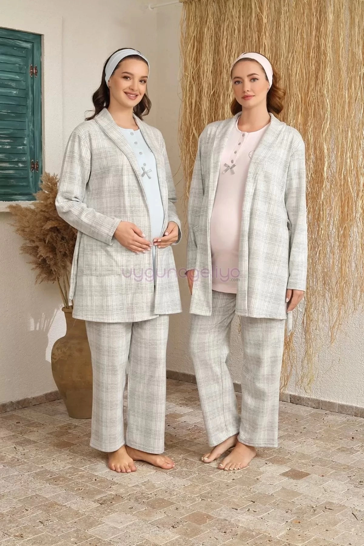 Ba-ha 4425 Bayan Lohusa Kışlık 3lü Pijama Takımı