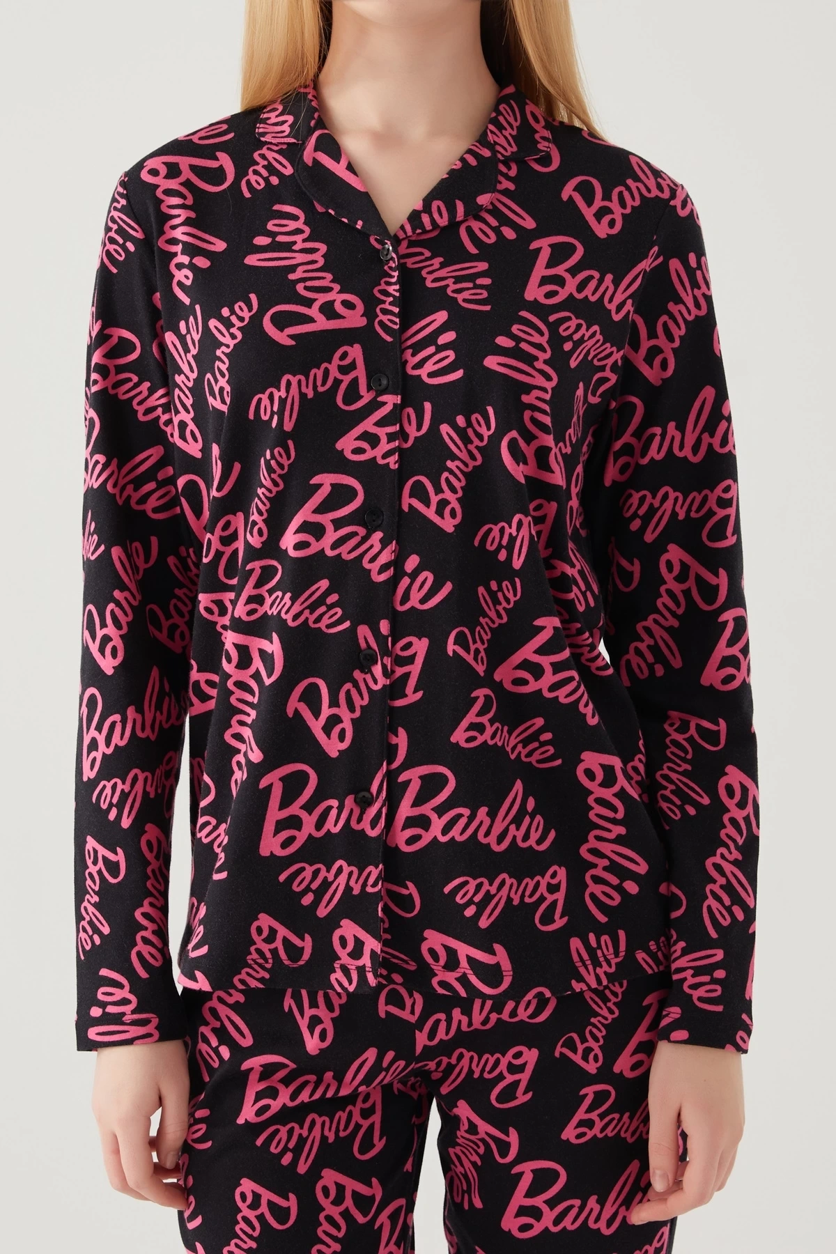 Barbie 1767-s Kadın Gömlek Yaka Pijama Takımı
