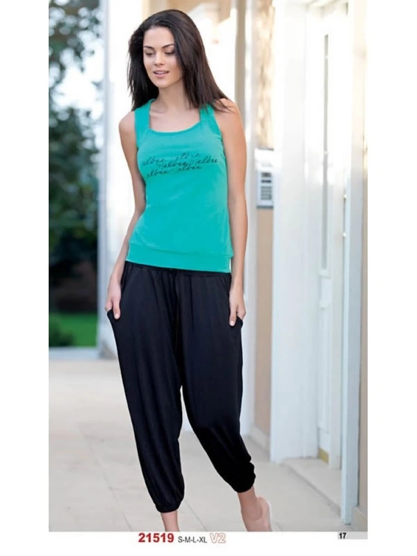 Bayan Yazlık Poly Şalvarlı Pijama 21519