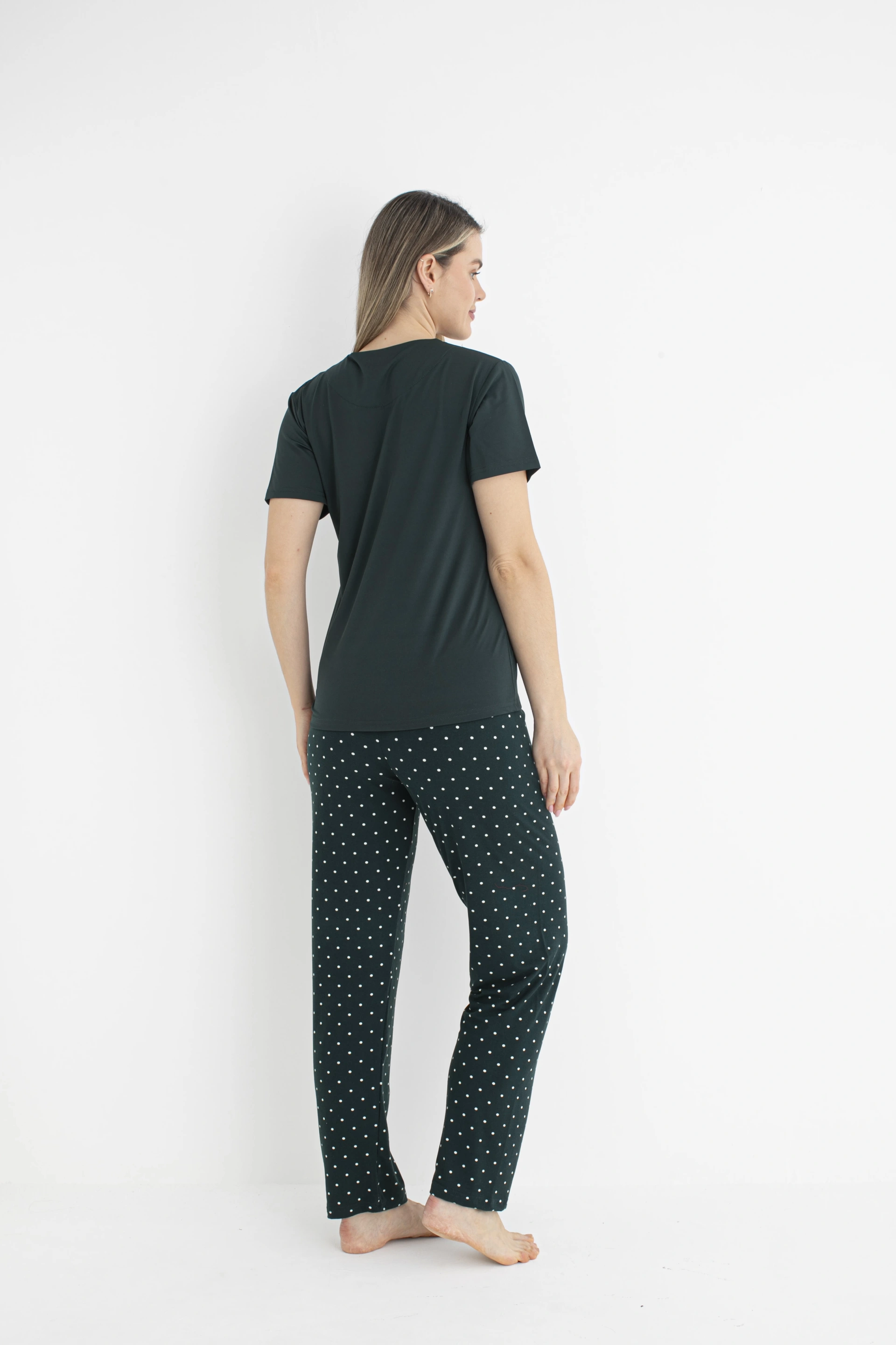 Estiva 25124 Kadın Milan Soft Puantiyeli Kısa Kol Pijama Takımı