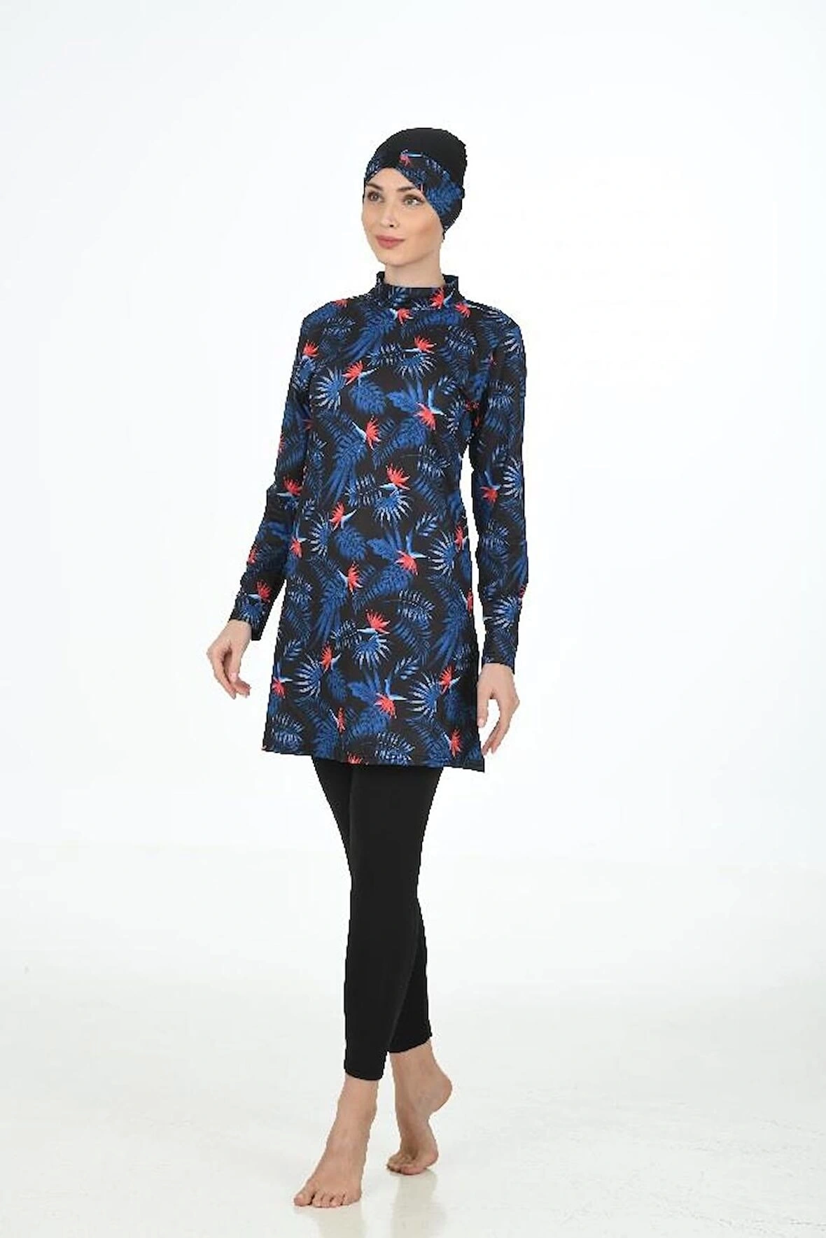 Fantasy 3315 Bayan Yaprak Desenli Tesettür Mayo