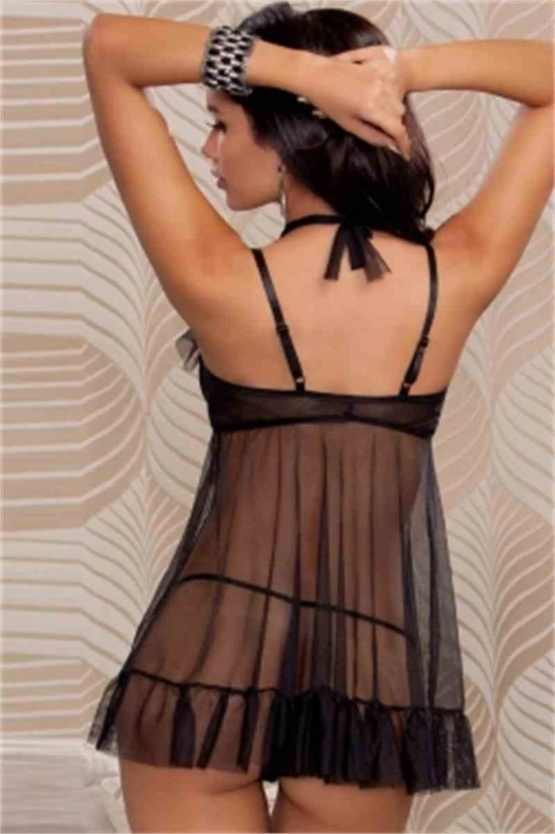 For Dreams 8060 Göğüs Bölgesi Açık Tül Gecelik