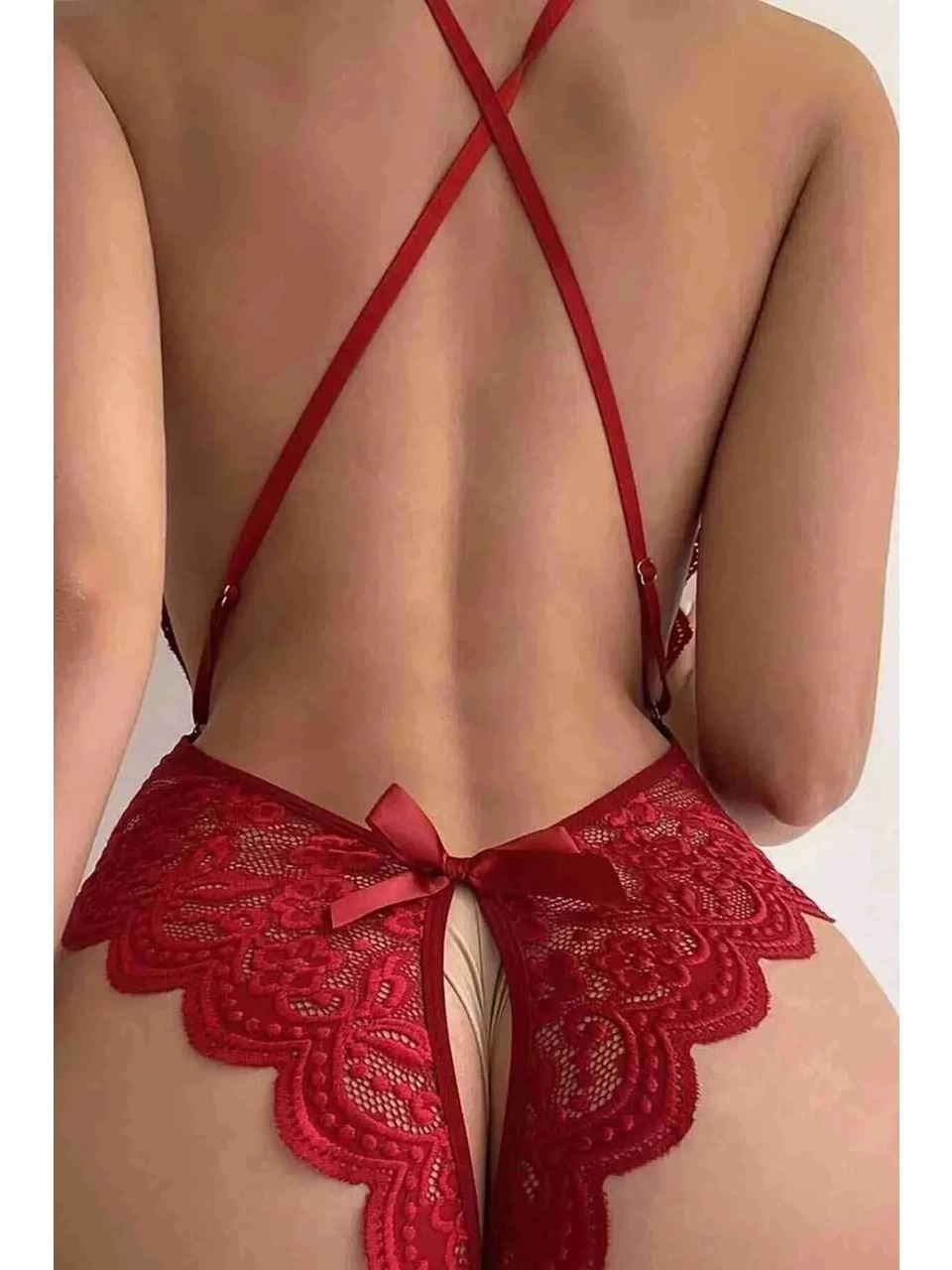 For Dreams 8458 Fantezi Dantelli Özel Bölgesi Açık Bodysuit