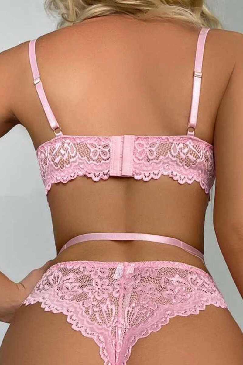 For Dreams 8465 Dantelli Kalp Aksesuar Detaylı Jartiyerli Büstiyer Çorap Takım