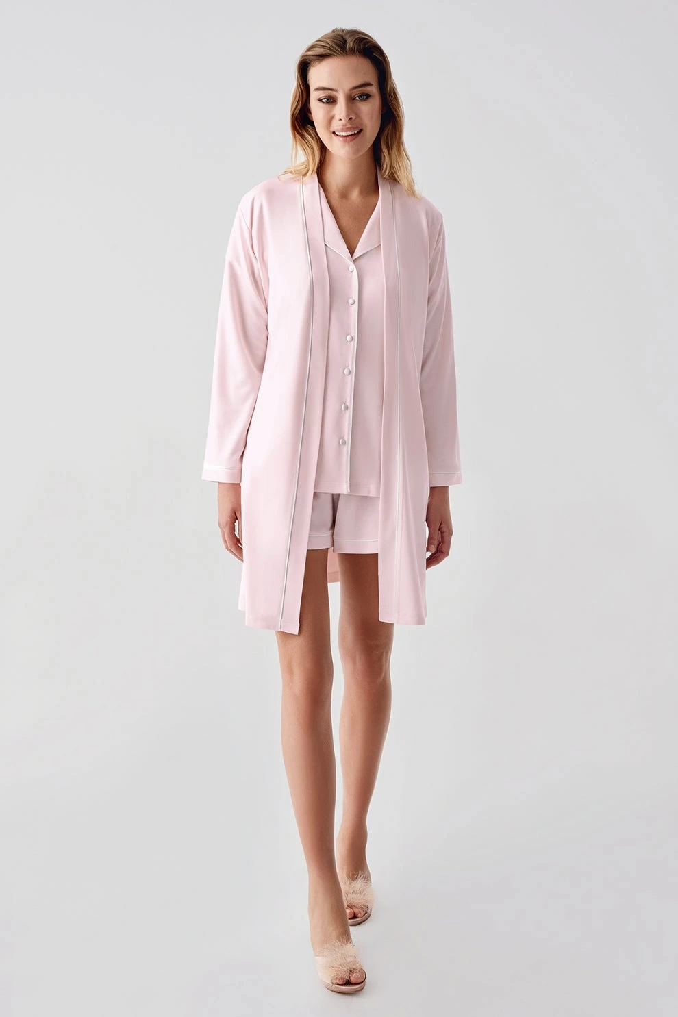 Freshness 324 Kadın 4lü Sabahlıklı Şorlu Pijama Takımı