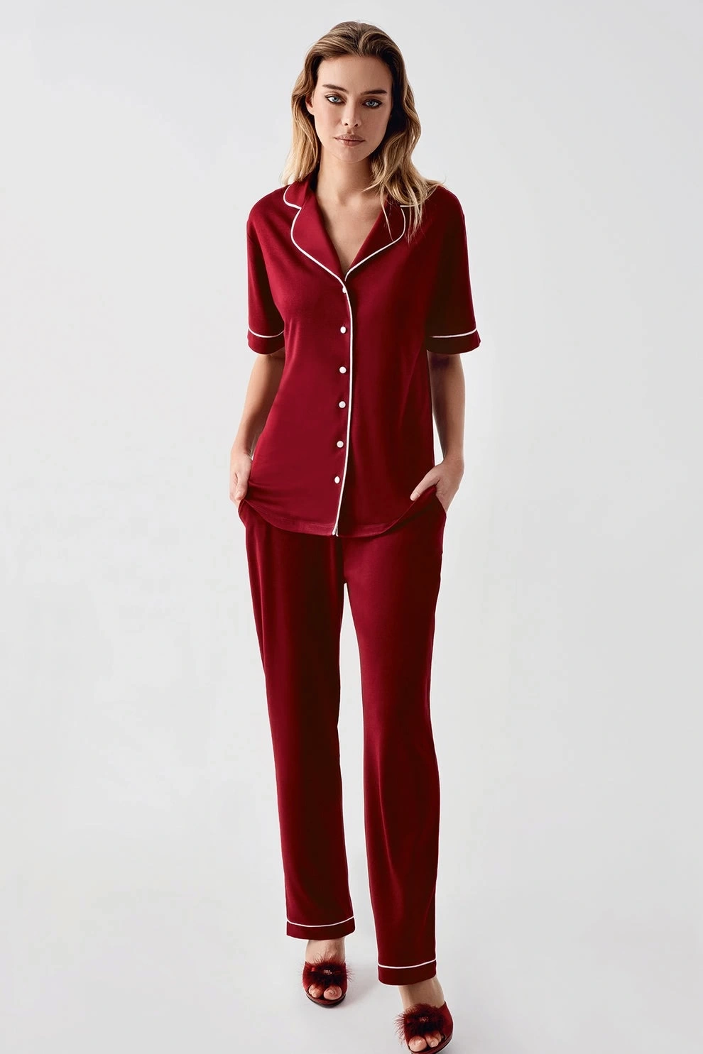 Freshness 324 Kadın 4lü Sabahlıklı Şorlu Pijama Takımı